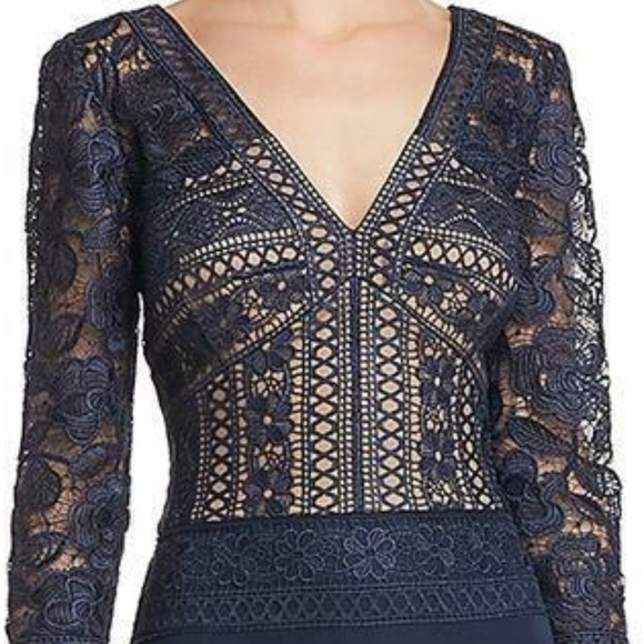 Tadashi Shoji Lace & Crepe A-Line Gown - Picture 7 of 7